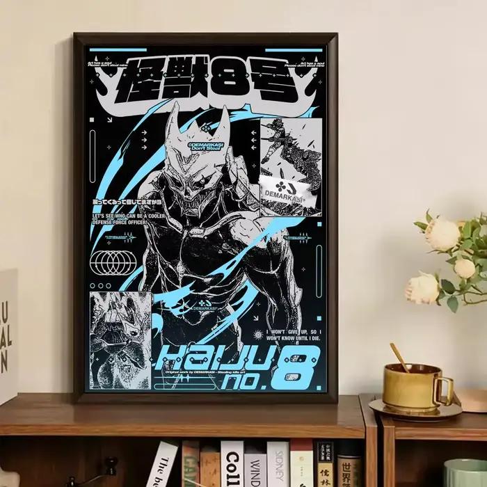 Affiche murale en toile avec peinture et calligraphie Anime K-kaiju No 8, impression de décoration d'intérieur de qualité supérieure pour salon et chambre à coucher
