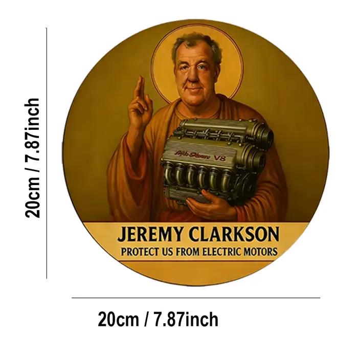 Affiche vintage en métal représentant la voiture de course de Jeremy Clarkson
