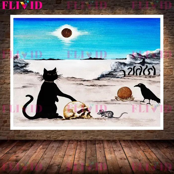 Affiche et impression de chat noir mystérieux