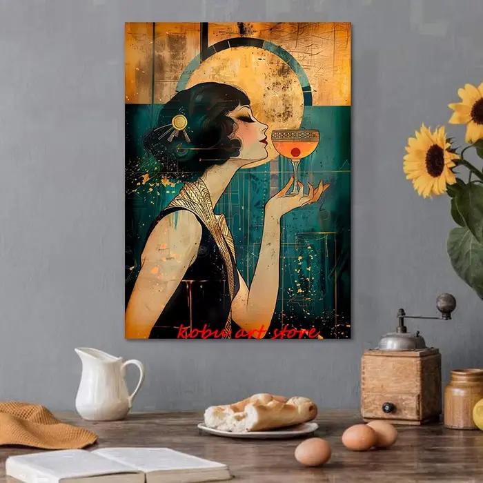 Art mural de style vintage pour salle d'eau