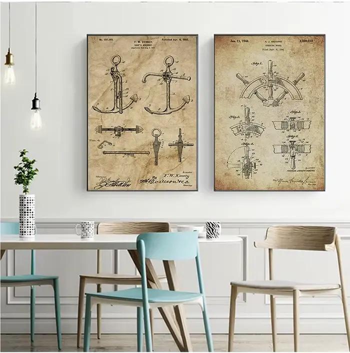 Peinture sur toile d'art mural nautique