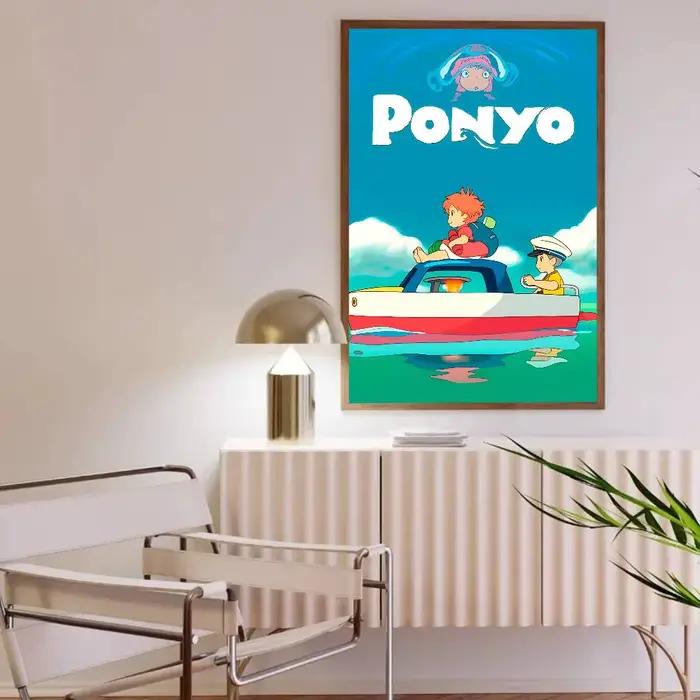 P-ponyo sur la falaise au bord de la mer affiche imprimée A5 A4 A3 A2 décor d'art mural pour chambre bureau cadeau pour les Fans