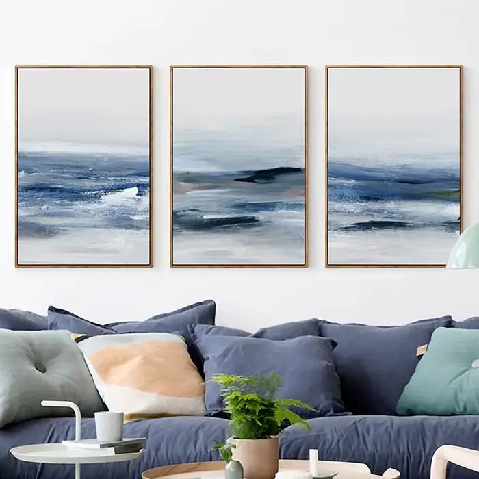 Affiche en toile de mer bleue couleur eau abstraite
