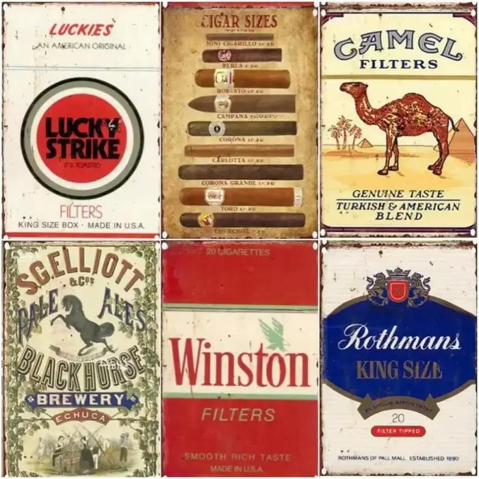 Panneau métallique Vintage pour cigarettes et tabac
