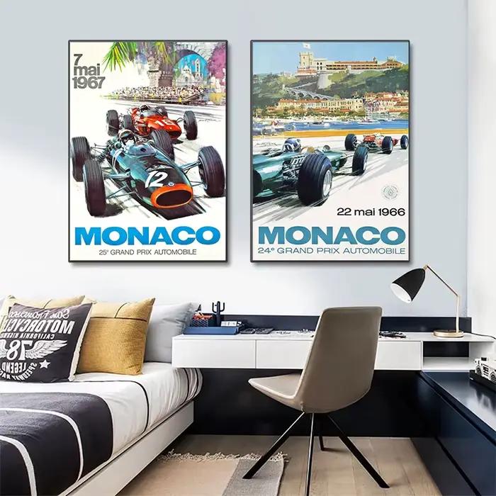 Affiche et impressions de course de voitures vintage Monaco