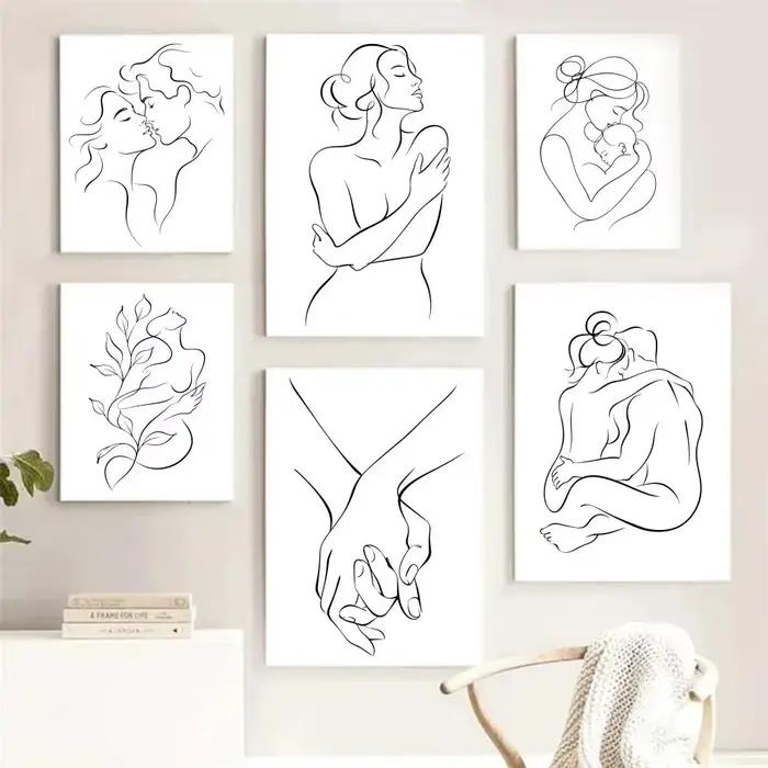 Affiche Murale sur Toile : Couple Amoureux Romantique en Étreinte