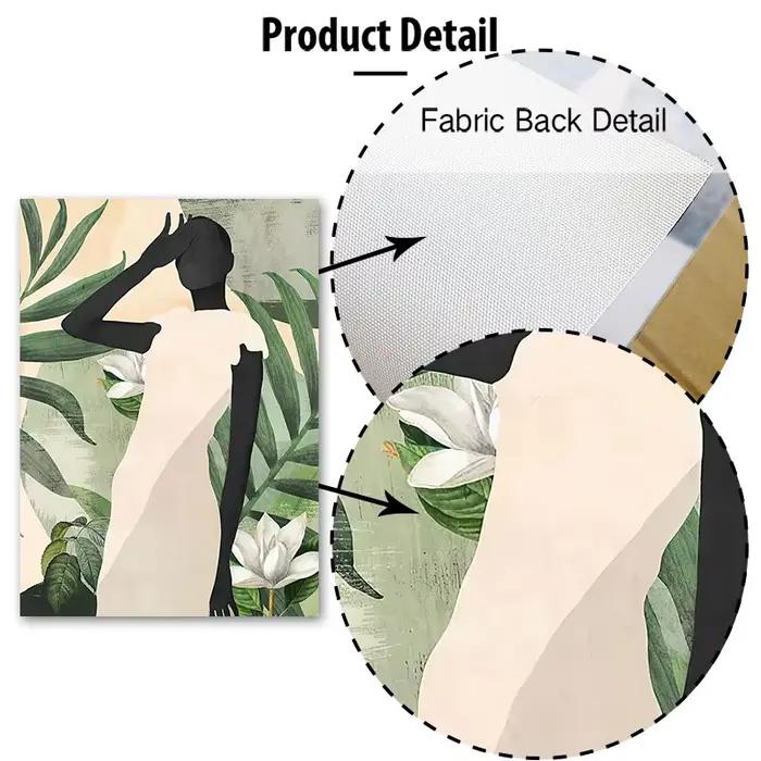 Peinture sur toile abstraite de femme africaine avec feuilles
