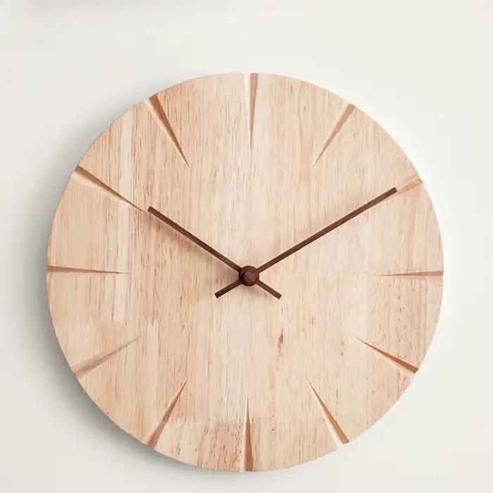 Horloge de cuisine silencieuse en bois sur le thème de la cuisson du pain