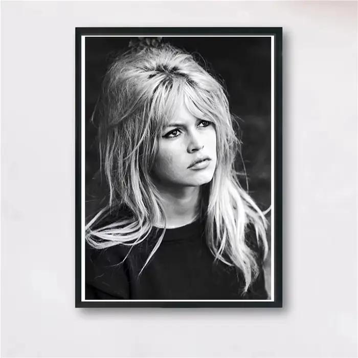 Affiche et impressions de star de cinéma française Brigitrer ardot, peinture sur toile, art mural, noir et blanc, décoration de chambre à coucher, cadeau pour la maison