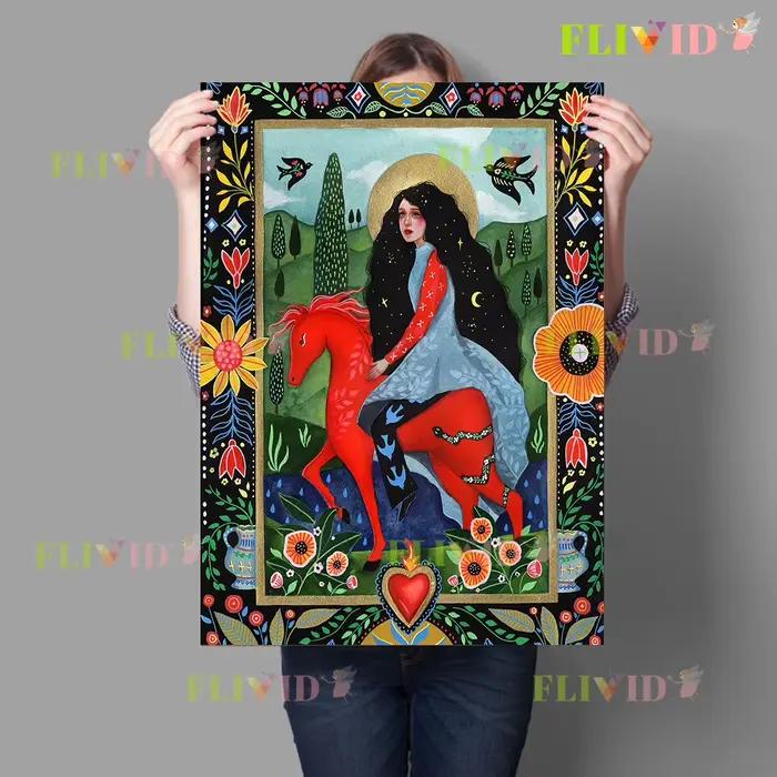 Affiche d'illustration folklorique bohème, toile d'art mural, peinture, images colorées à la mode pour la décoration de la maison, imprimés sans cadre