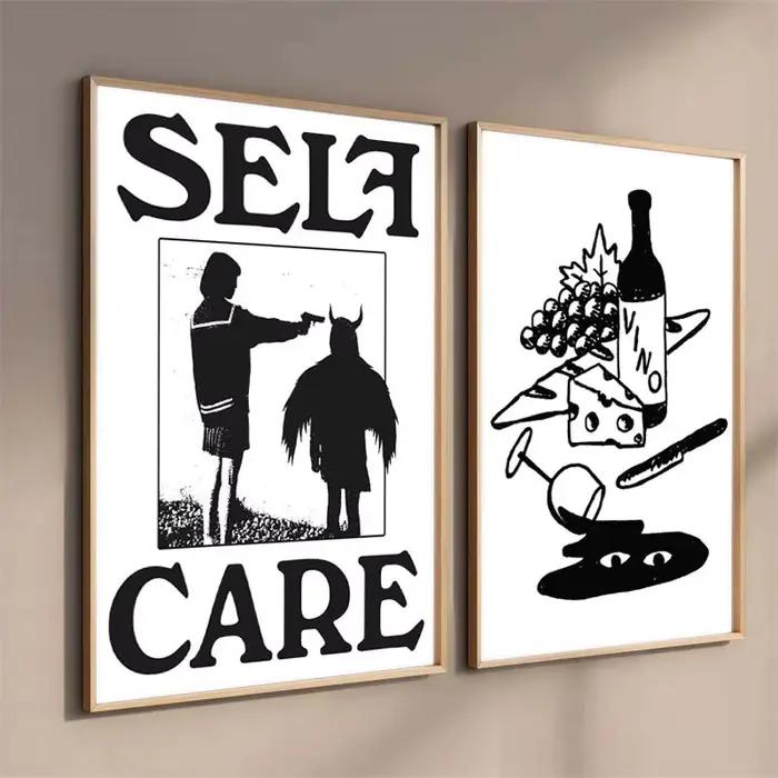 Toile de peinture avec citation minimaliste noir et blanc, affiches et imprimés, images d'art murales esthétiques pour décoration de salon de maison, sans cadre