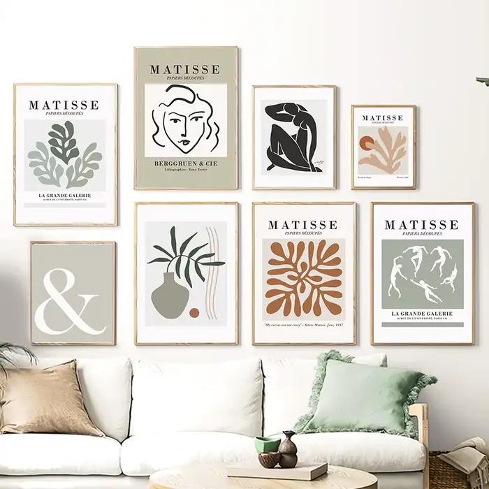 Henri Matisse Femme Visage Corps Abstrait Affiches Vintage Peinture sur Toile Vase Feuille Corail Impression Murale Art Photo Décoration Salon
