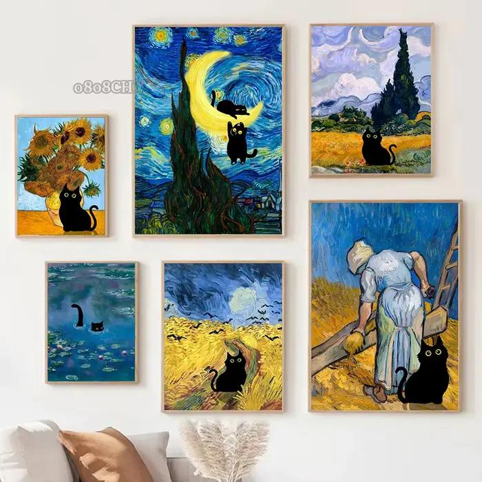 Toile de chat noir drôle
