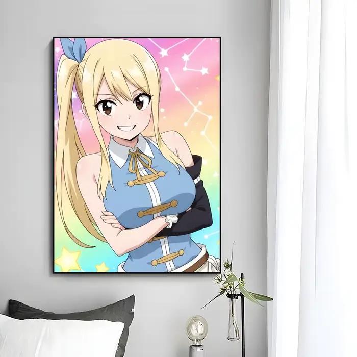 Affiche murale avec personnage joyeux Lucy Heartfilia, impression artistique, peinture murale décorative, décoration de la maison, cadeau sans cadre