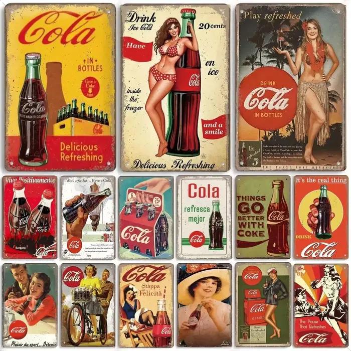 Affiches métalliques vintage de boissons gazeuses Cola