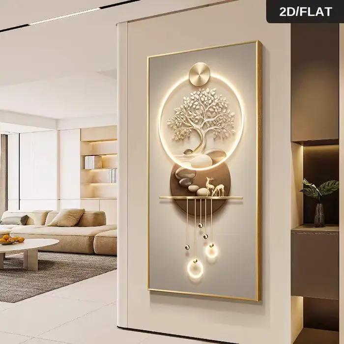 Une décoration murale moderne abstraite Arbre de Vie - élégantes arbres dorés