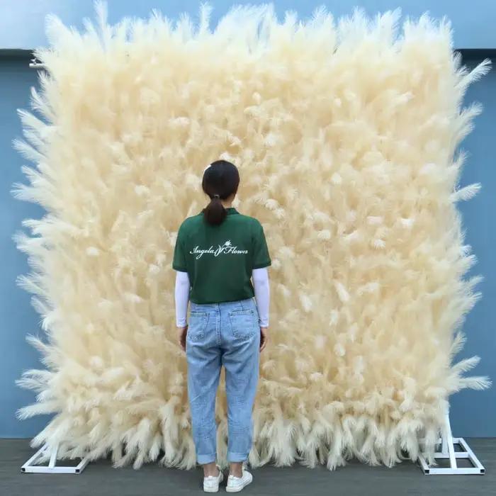 Base en tissu d'herbe de pampa artificielle enroulable rideau mural de fleurs