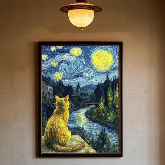 Peintures célèbres Vincent Willem van Gogh affiche HD art mur collant étanche maison salon chambre bar décoration esthétique