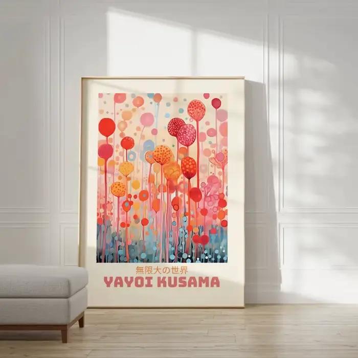Yayoi Kusama monde infini coloré méduse fleurs affiche imprime japonais toile peinture mur Art exposition décor à la maison