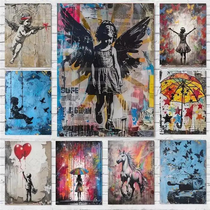 Banksy – affiche de Graffiti colorée abstraite