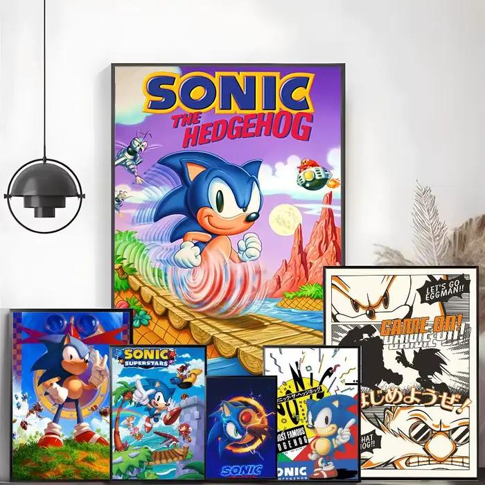 Affiche de jeu Sonic the Hedgehog HD, mur collant, imperméable, décoration esthétique pour la maison, le salon et la chambre à coucher