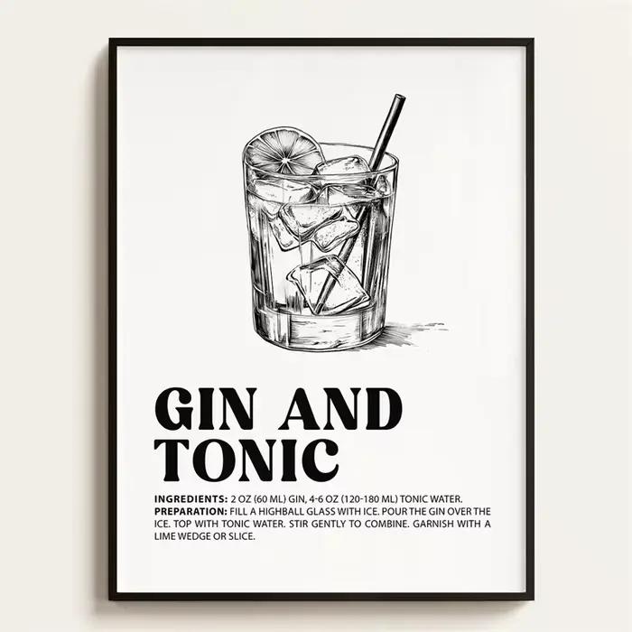 Affiche d'art vintage de recettes de cocktails à l'ancienne, impression d'art à l'encre de cocktail rétro, peinture sur toile, art mural, image pour la décoration de la maison