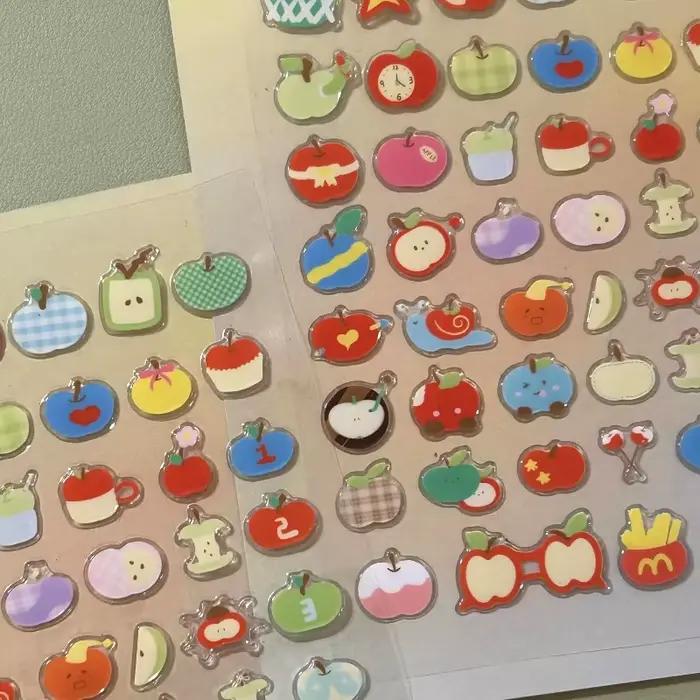 Autocollants 3D en Relief de pomme de dessin animé mignon
