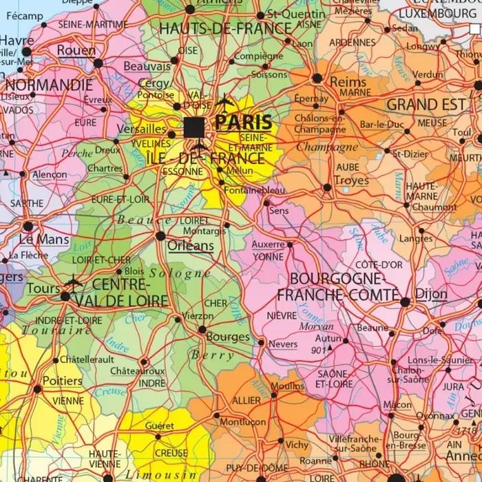 Affiche de carte de la circulation de la langue française de France