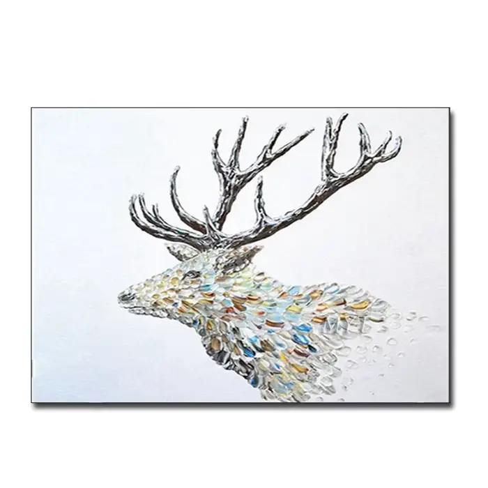 Peinture à l'huile de cerf de tuyau d'art d'animal peint à la main