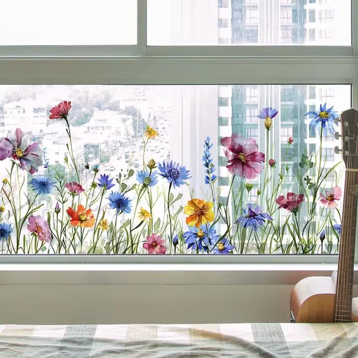 Autocollant mural décoratif en vinyle à fleurs pour chambre de fille