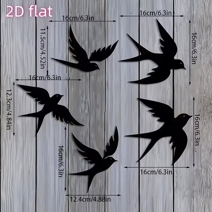 Ensemble de 5 panneaux muraux en forme d'hirondelle noire