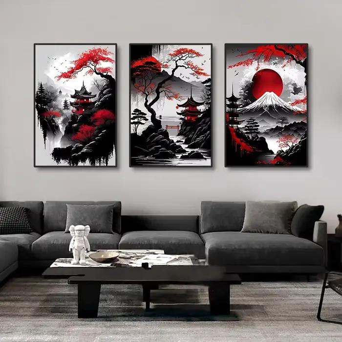 Affiche d'art mural de paysage naturel de Style japonais Vintage