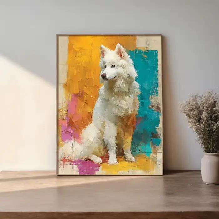 Peinture à l'huile aquarelle sur toile de chien