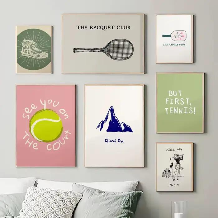Mode Tennis escalade sport Art mur Art Tennis Golf alpinisme chaussures drôle impression toile peinture maison sport décoration