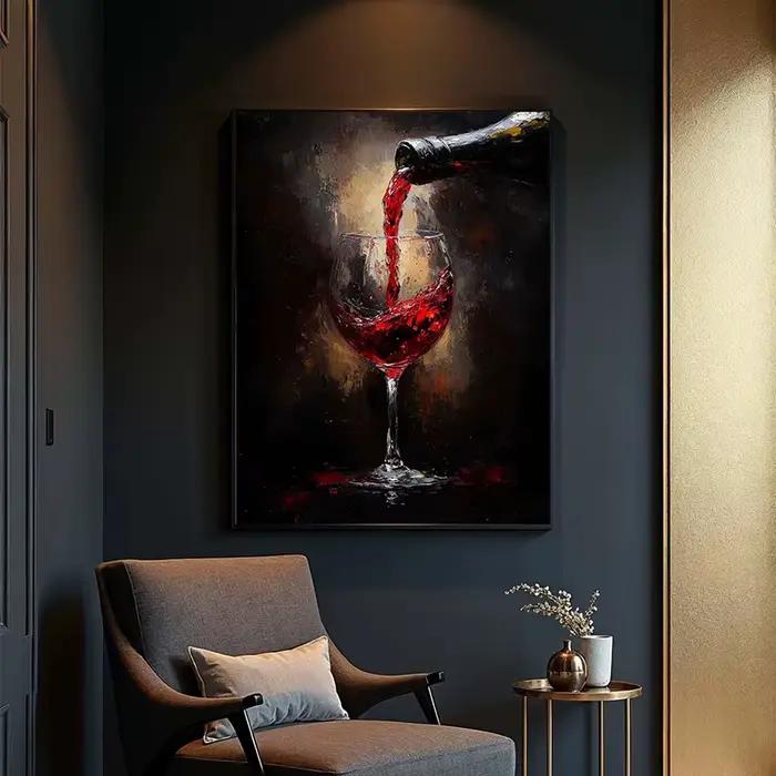 Affiche de verre à vin rouge, peinture sur toile imprimée, tableau d'art mural de cuisine moderne pour salle à manger, Bar, décoration de maison Cuadros