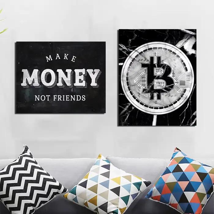 Décoration de la maison peinture rendre l'argent pas des amis mur Art marbre Bitcoin HD impression moderne affiche toile Cuadros photo pour cadeau
