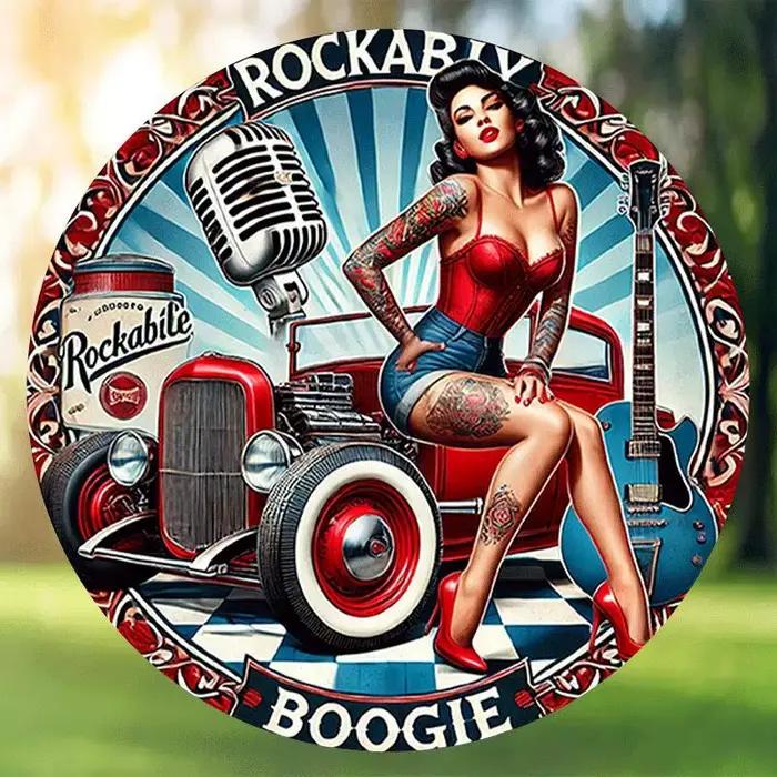 Décoration murale en métal vintage Rockabilly Rock 'n' Roll - Affiche rétro des années 1950 d'une groupe
