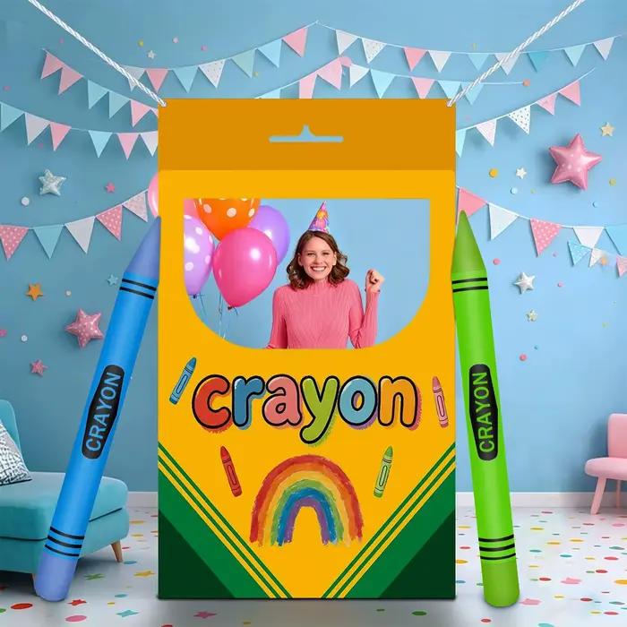 Cadre de photomaton en forme de boîte de crayons arc-en-ciel