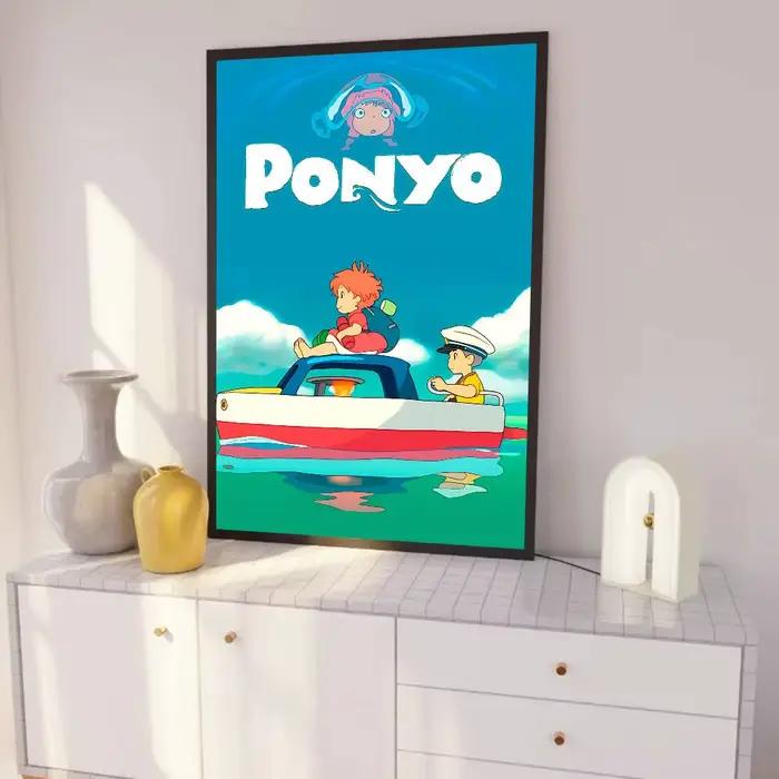 P-ponyo sur la falaise au bord de la mer affiche imprimée A5 A4 A3 A2 décor d'art mural pour chambre bureau cadeau pour les Fans