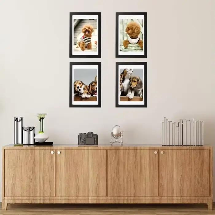 Cadres photo en bois noir A4 pour mur