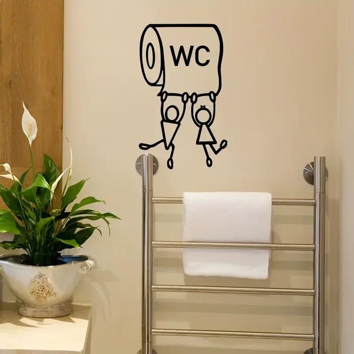 Autocollants de dessin animé « WC » - Art mural humoristique pour les toilettes