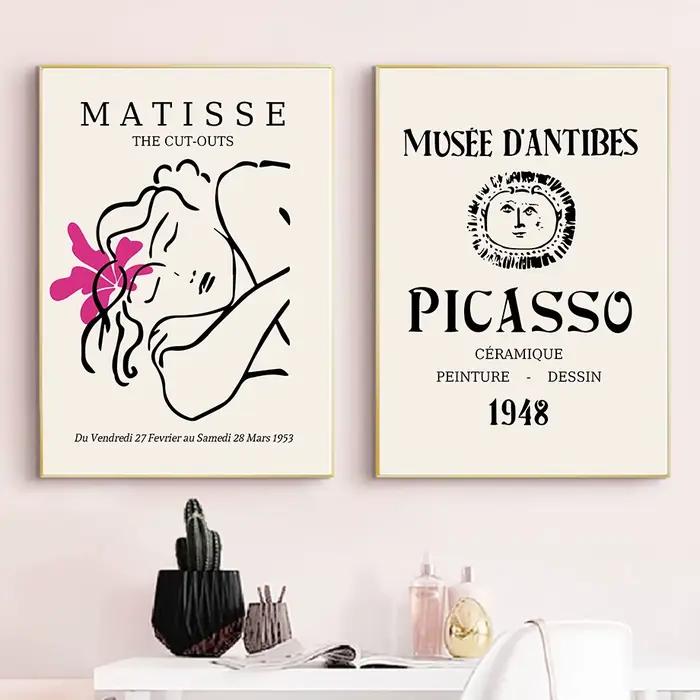 Toile d'art mural rose Matisse Bauhaus pour fille