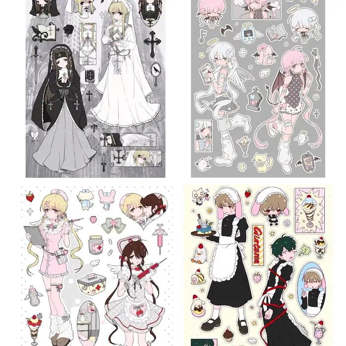 Autocollants mignons de style manga