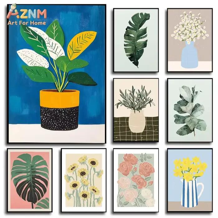 Affiche d'art de jardin avec vase à fleurs