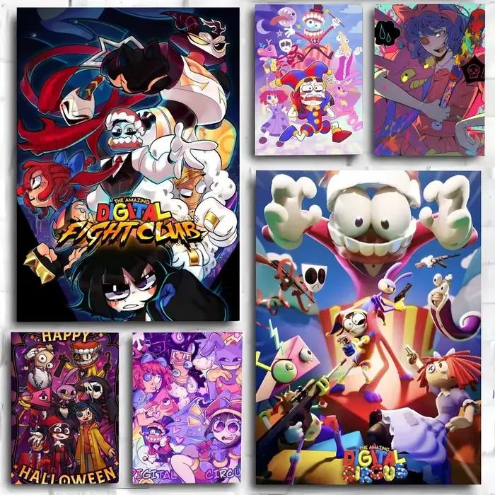Affiche de dessin animé The Amazing Digital Circus, impression artistique, style Anime, décoration de maison, cadeau idéal, décoration de chambre parfaite