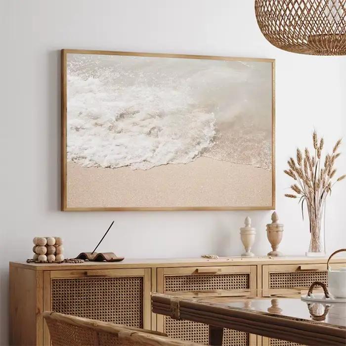Coquillage plage doux bleu océan herbe minimal côtier affiche toile peinture impression neutre mur Art chambre décor à la maison