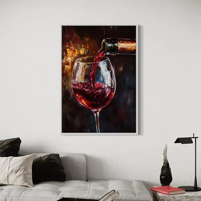 Affiche de verre à vin rouge, peinture sur toile imprimée, tableau d'art mural de cuisine moderne pour salle à manger, Bar, décoration de maison Cuadros