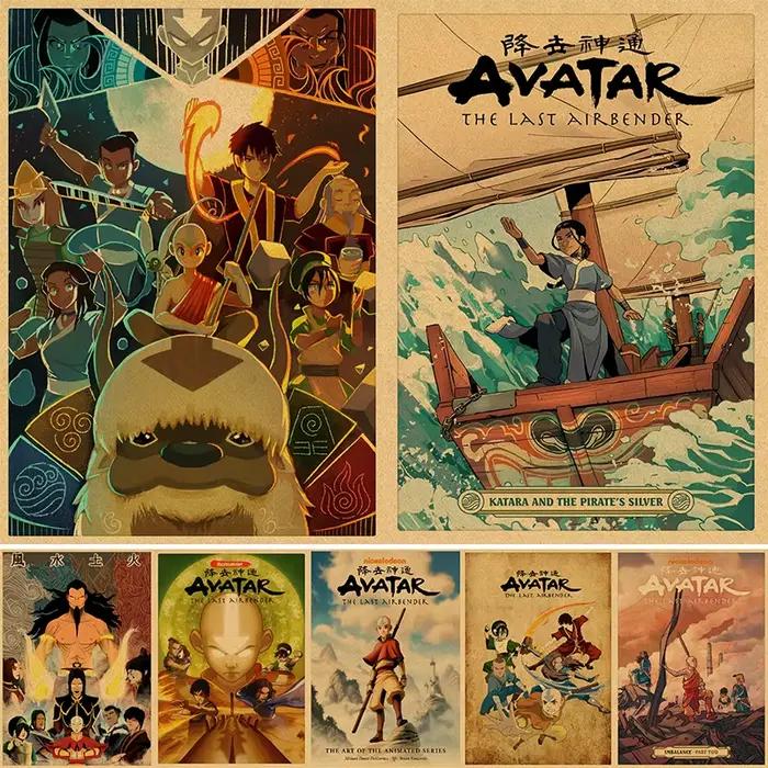 Affiches et impressions d'art mural en papier kraft, image d'anime japonais, manga, Avatar, le dernier maître de l'air, Aang NingJapanese, décor de chambre à la maison, 4K HD