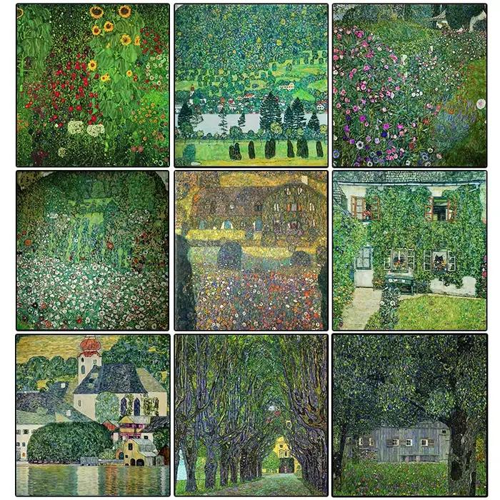 Klimt-Affiche de paysage de fleurs célèbres