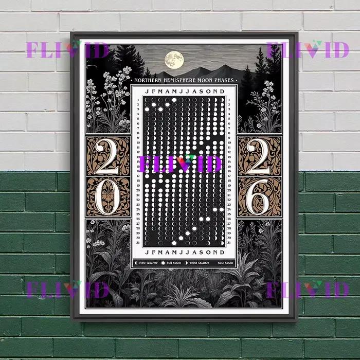 Calendrier de Phase de lune 2026 Art mural